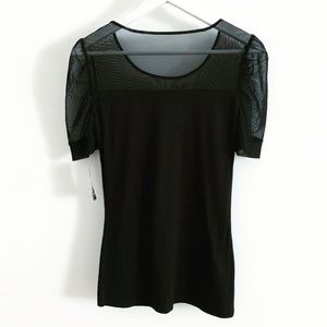 INC soft black jersey and sheer top NWT